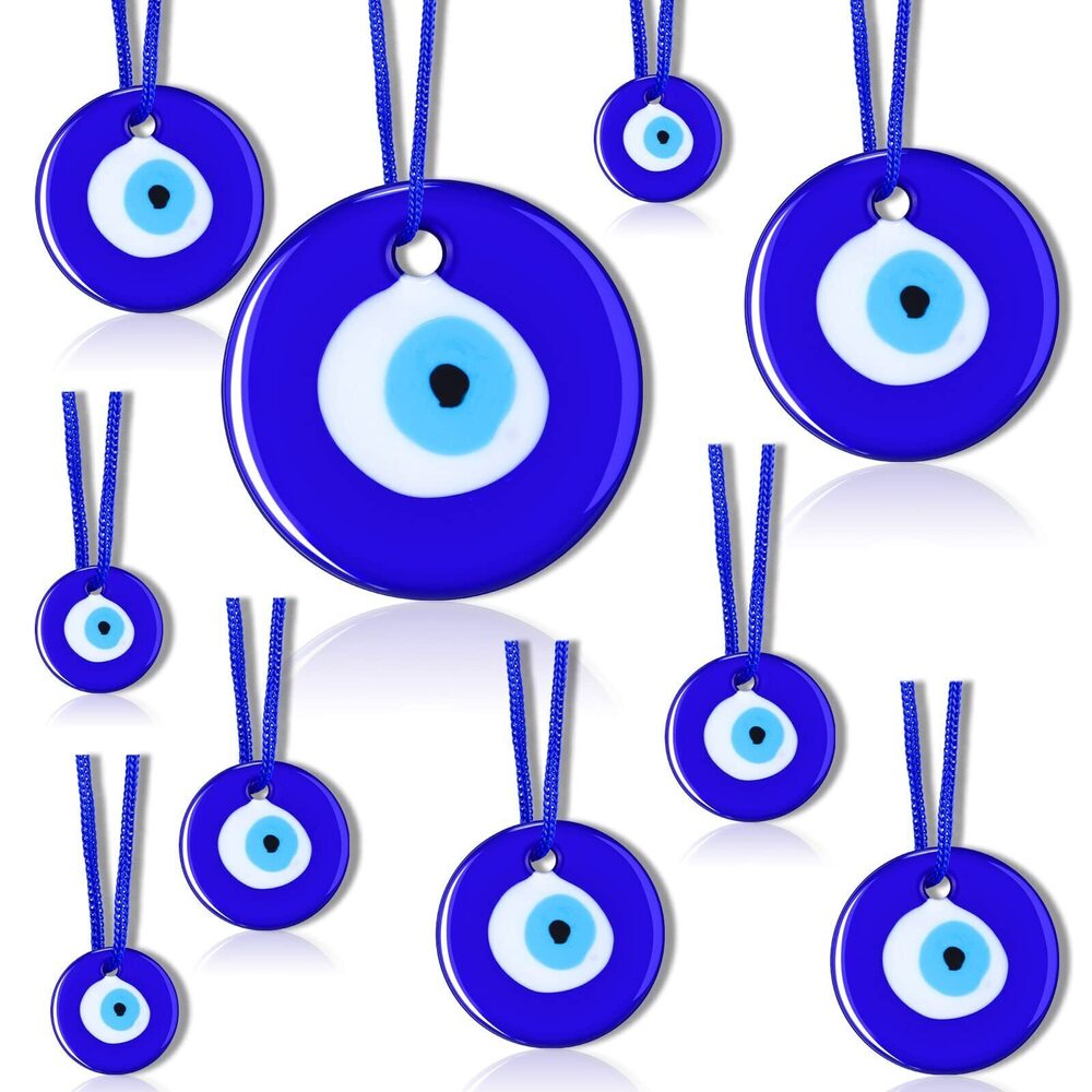 7732 25 Pieces Bulk Evil Eyes Charms Glass Pendants Evil Eye Keychain